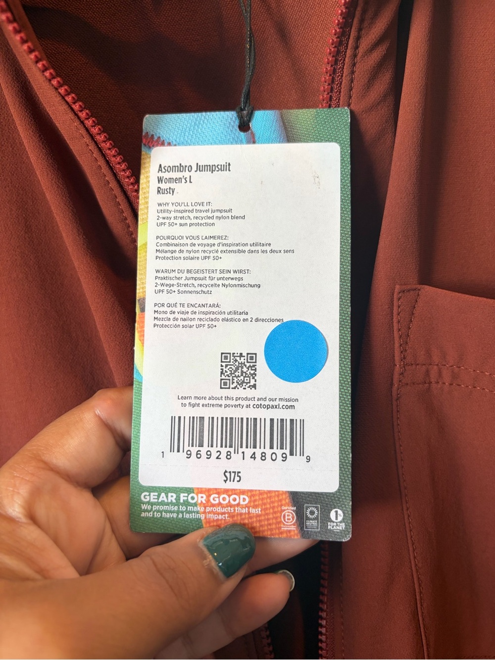 Cotopaxi Asombro Women's Rust Utility Jumpsuit NWT - Picture 3 of 4